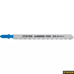 STAYER T318A, 2 шт, 110 мм / 1.2 мм, T-хвост., HSS сталь, по металлу 1-3 мм, по алюмин. профилям до 65 мм, полотна для лобзика (159951-1.2)
