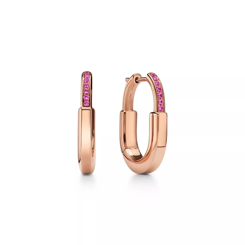 Серьги из розового золота 18k с розовыми сапфирами, Tiffany 💠Lock collection