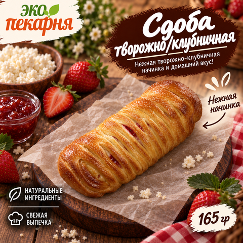Сдоба творожно/клубничная