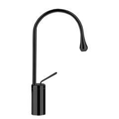 Gessi Goccia 33805#299 Смеситель для раковины на 1 отверстие, высокий, излив 174мм R=90, с фиксированным носиком, цвет: черный фото