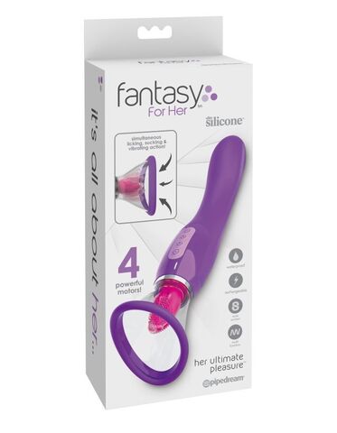 Двухсторонний вибростимулятор с помпой и имитатором языка Fantasy For Her Her Ultimate Pleasure