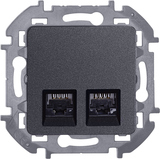 Розетка компьютерная двойная RJ45 категория 6 UTP - Legrand Inspiria - антрацит — фото 1