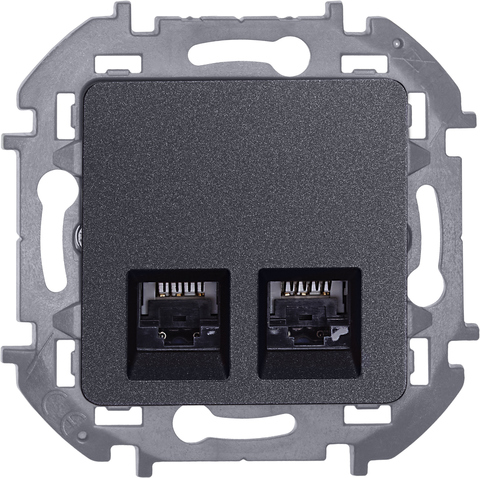 Розетка компьютерная двойная RJ45 категория 6 UTP - Legrand Inspiria - антрацит