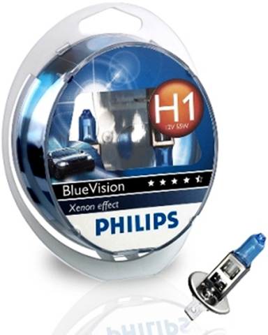 Галогенные лампы Philips H1 Blue Vision (4000K) (2шт.) Галогенные лампы Philips H1 Blue Vision (4000K) (2шт.)