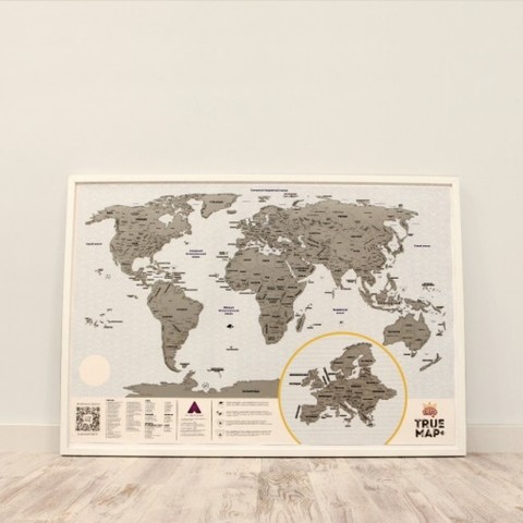 Truemap Plus - большая стиральная скретч карта путешествий