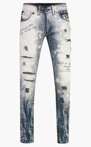 The Saints Sinphony | Джинсы мужские DISTRESSED BLUE GRAFFITI JEANS TSG316 перед