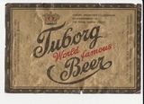 K15300 1985 Германия Пивная этикетка отмокашка TUBORG BEER K15300 1985 Германия Пивная этикетка отмокашка TUBORG BEER