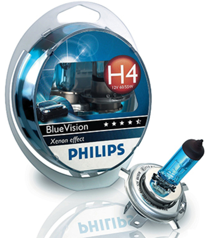 Галогенные лампы Philips H4 Blue Vision (4000K) (2шт.) Галогенные лампы Philips H4 Blue Vision (4000K) (2шт.)