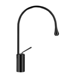 Gessi Goccia 33806#299 Смеситель для раковины на 1 отверстие, высокий, излив 244мм R=125, с фиксированным носиком, цвет: черный фото
