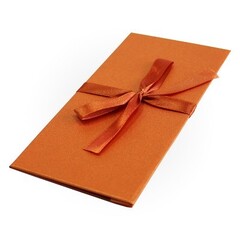 Коробка для денег, Микровельвет, с бантом, Оранжевый, 17*8,3 см, 1 шт.