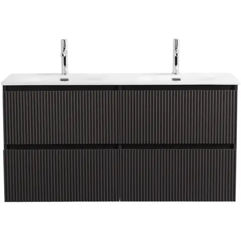 BelBagno UNO-1200-4C-SO-GSO База под раковину подвесная с фрезерованными ручками по всей длине фасада с четырьмя выкатн. ящ.,Темно-Серый Мат.,1200x455x608