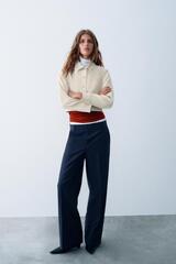 ZARA ШИРОКИЕ БРЮКИ С ДВОЙНЫМ ПОЯСОМ, ПОЛОСКИ