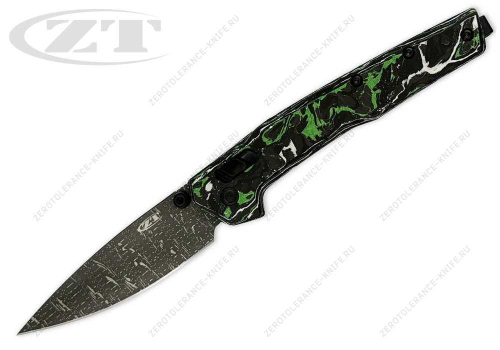 Нож Zero Tolerance Green White CF Vegas Forge Damascus 0117VFWG
