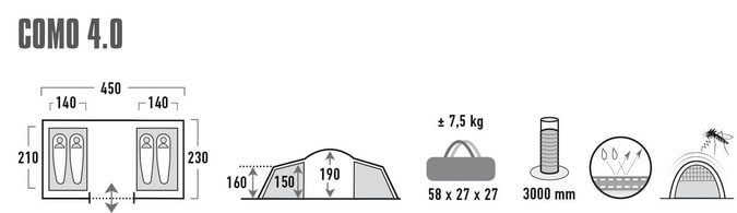High Peak Como 4 кемпинговая палатка четырехместная - 9