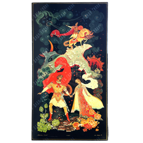 Лаковая миниатюра. Королевич Елисей. Исп.: Модин В. п. Холуй, 1970-е