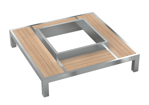 Bench CITY with lights / quadrangular