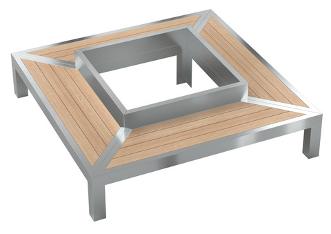 Bench CITY with lights / quadrangular