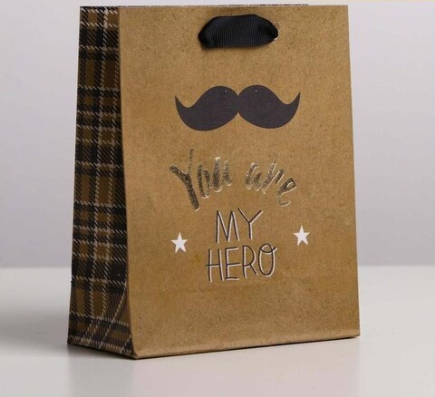 Пакет крафтовый вертикальный You are my hero, S 12 × 15 × 5.5 см