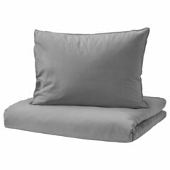 Комплект постельного белья IKEA ANGSLILJA (ЭНГСЛИЛЯ), Односпальный, Серый, 150x200, 50x80 см