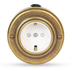 Розетка ретро с з/к и шторками, белая, Бронза VINTAGE-BRASS 20101-1