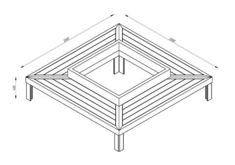 Bench CITY with lights / quadrangular