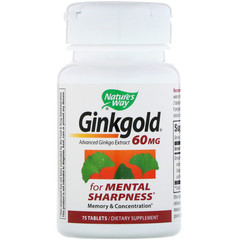 Nature's Way, Ginkgold, память и концентрация внимания, 60 мг, 75 таблеток
