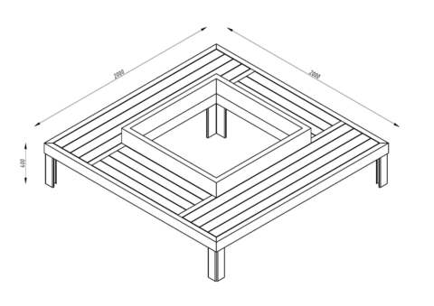 Bench CITY with lights / quadrangular