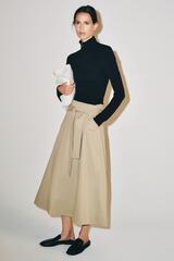 ZARA ЮБКА МИДИ С ПОЯСОМ — ZW COLLECTION, РЫЖЕВАТО-КОРИЧНЕВЫЙ