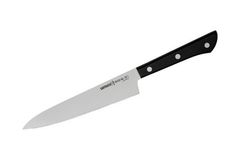 Фото Нож кухонный универсальный Samura HARAKIRI 150 мм, сталь AUS-8 с серрейтором , рукоять ABS, черная рукоять