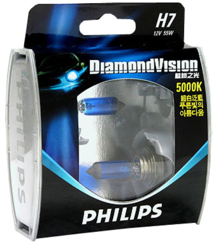 Галогенные лампы Philips H7 Diamond Vision (5000K) (2шт.) Галогенные лампы Philips H7 Diamond Vision (5000K) (2шт.)