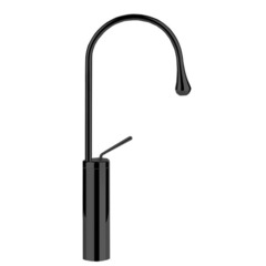 Gessi Goccia 33809#299 Смеситель для раковины на 1 отверстие, высокий, излив 174мм R=90, с фиксированным носиком, цвет: черный фото