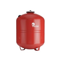 Бак расширительный для отопления WESTER WRV объём 100л, DN 25, PN 5, вертикальный, резьбовое-НР, G-1'', с опорами, красный, Россия