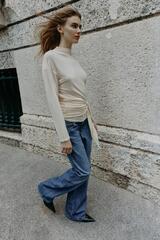 ZARA ТОП С ПОЯСОМ, ЖЕЛТОВАТО-БЕЛЫЙ