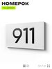 Номер на дверь 911, табличка на дверь для офиса, квартиры, кабинета, аудитории, склада, белая 120х70 мм, Айдентика Технолоджи