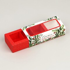 Коробка под 3 конфеты новогодняя с ячейками «Счастье», 13×3×5.5 см