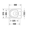 Duravit DuraStyle 41840900A1 Комплект напольный безободковый унитаз # 218409 + cиденье для унитаза # 002079 петли: нерж. сталь, цвет белый