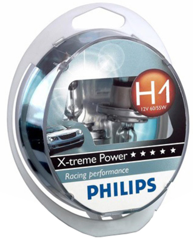 Галогенные лампы Philips H1 X-treme Power + 80% Галогенные лампы Philips H1 X-treme Power + 80%