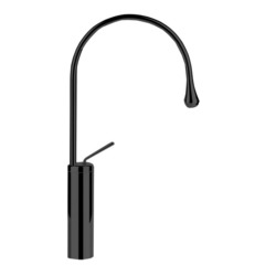 Gessi Goccia 33810#299 Смеситель для раковины на 1 отверстие, высокий, излив 244мм R=125, с фиксированным носиком, цвет: черный фото