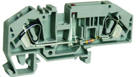 UJ5-6CW/RDX24-IE - (421323), (UPUN) Клемма пружинная на DIN рейку с держателем плоского предохранителя