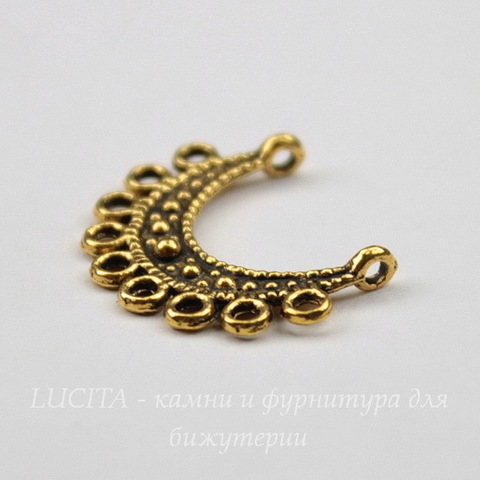 Коннектор "Полумесяц" (2-9) 21х16 мм (цвет - античное золото)