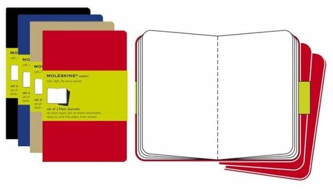 Набор 3 блокнота Moleskine Cahier Journal XL, цвет синий, без разлиновки