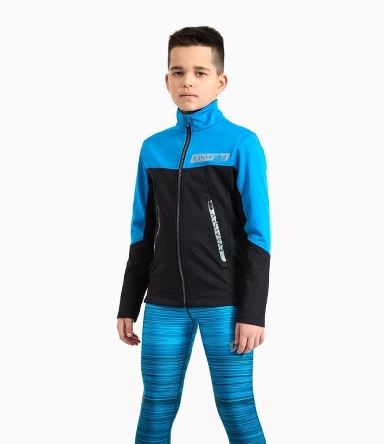 Детский тренировочный лыжный костюм Arswear Softshell Rase Kids голубой-черный - 2