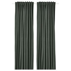 Комплект штор IKEA ROSENMANDEL (РОЗЕНМАНДЕЛ), Темно-зеленый, 135х250 см, 2 шт