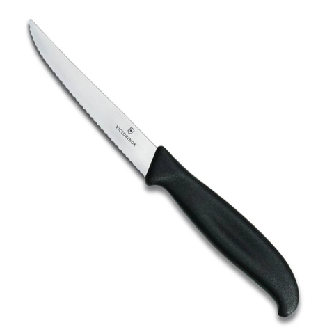 Нож Victorinox для стейка, лезвие 11 см волнистое, черный