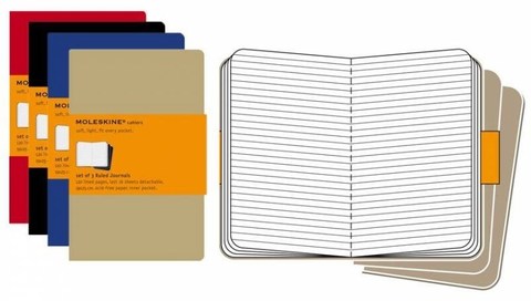 Набор 3 блокнота Moleskine Cahier Journal XL, цвет синий индиго, в линейку
