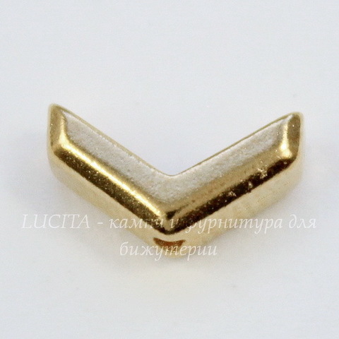 Бусина TierraCast "Chevron" 10х5 мм (цвет-золото)