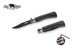 Нож складной Old Bear Total Black, размер L, сталь 1.4060, PTFE, рукоять чёрный ламинат