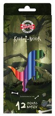 Карандаши цветные KOH-I-NOOR ДИНО 3592, 12цв, картон.упак. с подвесом