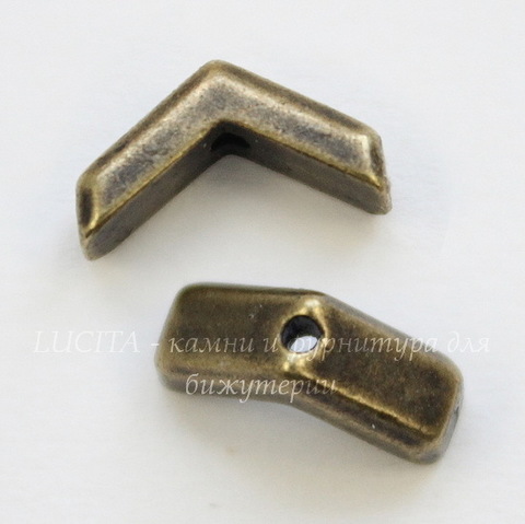 Бусина TierraCast "Chevron" 10х5 мм (цвет-античная латунь)