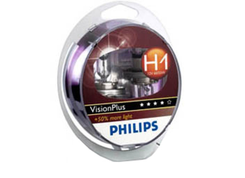 Галогенные лампы Philips H1 VisionPlus + 50% (2шт.) Галогенные лампы Philips H1 VisionPlus + 50% (2шт.)